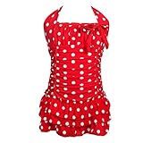 qyqkfly Girls Polka Dot Bathing Suit Adjustable One Piece 4Y-16Y Swimsuit (FBA)