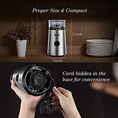 Coffee Grinder Electric, IKICH Electric Grinder with Removable Cup for