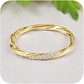 Twisted Infinity Stackable Ring 925 Plated Silver Cut 5A Cubic Zirconia Wedding Band Promise Engagement Rings for Women Size 7(Gold)