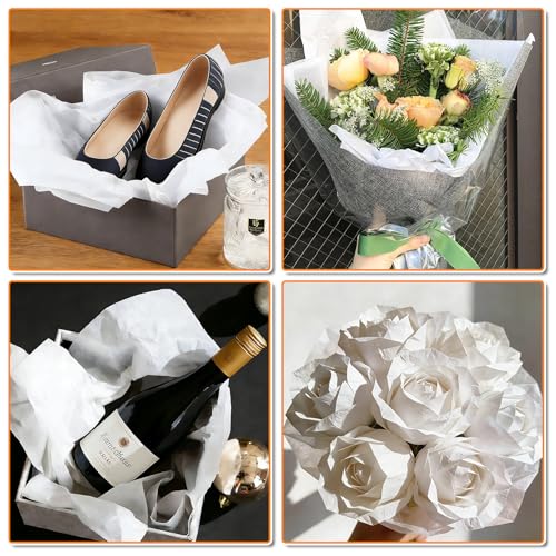 120 Fogli di Carta Velina Bianco, 50 x 70cm Carta Velina per Imballaggio,per Sacchetti Regalo,Per Cartamodelli, Matrimonio, Compleanno, Natale, Fai Da Te, Decorazione