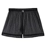 Freebily Men's Sheer Mesh Boxer Shorts Smooth Briefs Underwear Black Medium(Waist:31.0-52.5