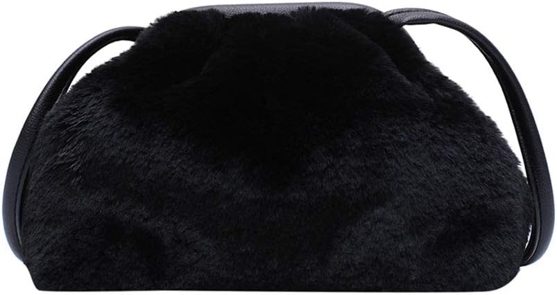 Purses and Handbags for Women Retro Wallet Clutch Crossbody Bags Shoulder Bags Designer Dumplings Messenger Evening Bag Fuzzy Fur Pouch Small Black