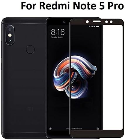 Tingtong Full Body Coloured 9H Hardness 2.5D Case Friendy 0.3mm Tempered Glass Edge To Edge Screen Covered for Redmi Note 5 Pro (Black)