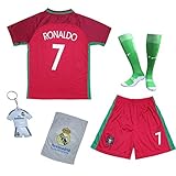 2018 Portugal Cristiano Ronaldo #7 Home Red Kids Soccer Football Jersey Gift Set Youth Sizes