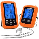 Wireless Digital BBQ Meat Thermometer - Instant Read Remote Cooking Thermometer with Dual Probe for Kitchen Oven, Grilling, Smoker & Roasting Food Thermometer