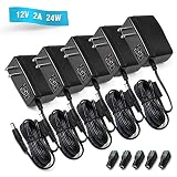 [UL Listed] Chanzon 12V 2A 24W AC DC Switching Power Supply Adapter (Input 100-240V, Output 12 Volt 2 Amp 24 Watt 6Ft Cord) Wall Wart Transformer Charger for DC12V CCTV Camera LED Strip Light (5-Pack)