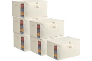 Vailando 6-Pack Large Canvas Comforter Storage Bags Closet Organizer for Clothes Sweater Clothes Organizer with Dual Zipper T
