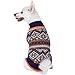 Blueberry Pet Nordic Pattern Inspired Fair Isle Navy Blue Snowflakes Dog Sweater, Back Length 20