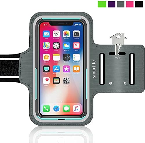 iPhone X 8 Sport Armband running case for iPhone 7 6 6S, Samsung Galaxy S8 S7 S6, LG, MOTO, Google Pixel, with Case (Otterbox/Lifeproof/others), iPhone Fitness Gym Workout case Key/Card Holder [GRAY]