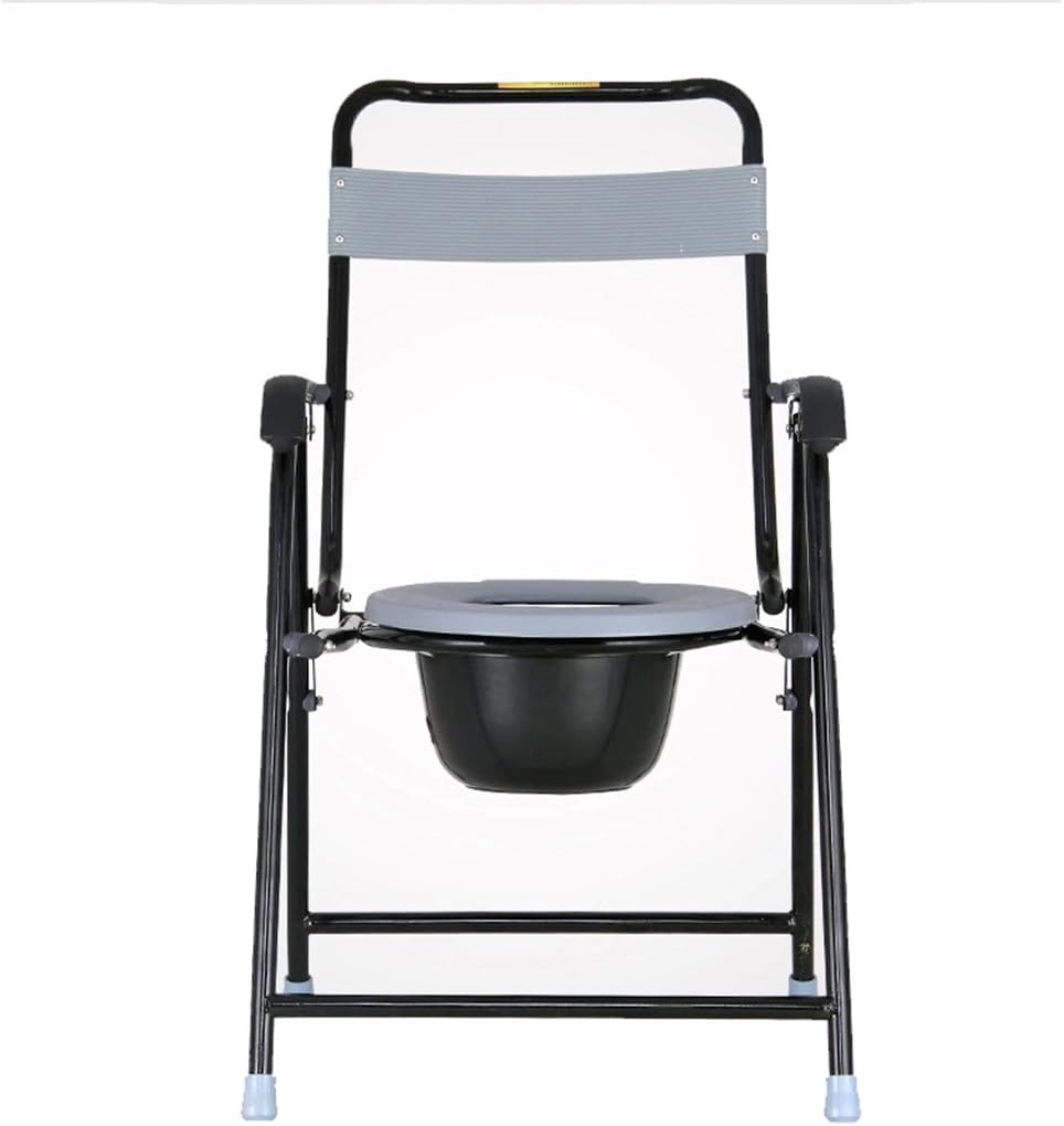 Toilet chair LI JING SHOP- Black Commode Chair Steel Pipe Armrest With Backrest Size: 50X50X95cm