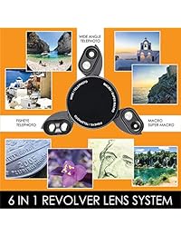 Ztylus   Kit de cámara Revolver Serie M: lente 6 en 1 con funda para iPhone Xs Max, kit de lentes para iPhone   2 lentes Telephoto, Macro, lente Super Macro, lente gran angular (fibra de carbono)