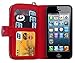 iPhone 5S/SE Wallet Case, HYSJY Magnetic Detachable PU Leather Wallet Purse for Women Men with Zipper, Credit Card Slots, Card Holer,Flip Slim Cover Case Fit iPhone 5/5S/SE (Zip-Red)