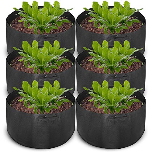 Mophorn 6-Pack 100 Gallon Plant Grow Bag Aeration Fabric Pots with Handles Black Grow Bag Plant Container for Garden Planting Washable and Reusable (6-Pack 100 Gallon)