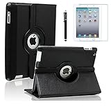 AiSMei Case for iPad 4 (2012), Rotating Stand Case Cover for 9.7-inch Apple iPad A1395, A1396, A1397, A1403, A1416, A1430, A1458, A1459, A1460, Bonus Stylus + Film, Black