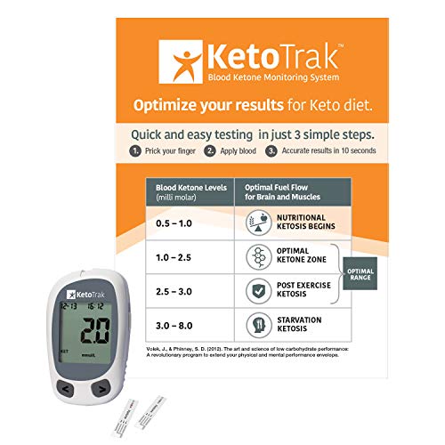 KetoTrak Blood Ketone Testing Kit, 1 Meter, 10 Ketone Strips, 1 Lancing Device, 10 Lancets