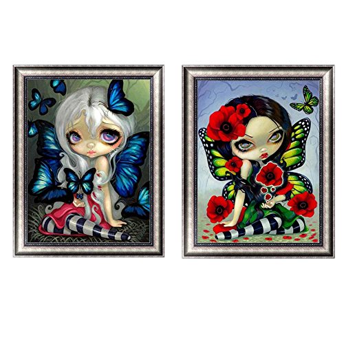 Chige DIY 5D Diamond Painting Kit, Cross Stitch Craft Kits Rhinestone Embroidery Wall Stickers Pasted Picture Drawing for Living Room Craft Home Wall Decor (Girl) - Thumbnail 3