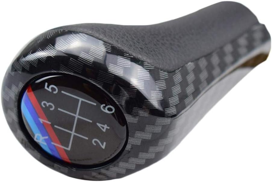 Jerome10Dan Gear Shift Knob, Carbon Fiber High light 5 Speed 6 Speed Manual Car Gear Shift Shifter Knob For BMW E46 E53 E60 E61 E63 E65 E81 E82 E83 E87 E90 E91 E92 1 3 5 6 Series X1 X3 X5