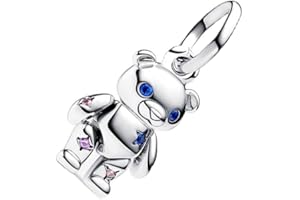 ZURWTCH Movable Teddy Bear Dangle Charm Fit Women Bracelet Necklaces Fashion Gifts 925 Sterling Silver DIY Jewelry
