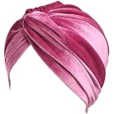Fxhixiy Women's Stretch Velvet Twist Pleasted Hair Wrap Turban Hat Cancer Chemo Beanie Cap Headwear