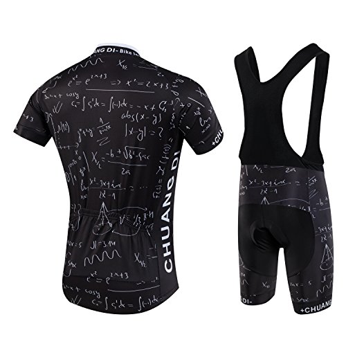 Digital Code Men Cycling Jersey Short Sleeve Summer Cycling Clothing Suit,Black Bib Suit,Asia L=US-Medium
