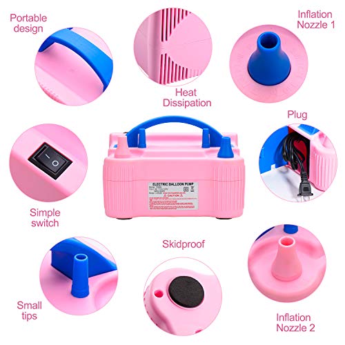 image for MESHA Portable Dual Nozzle Red Rose Electric Air Balloon Pump Filler r