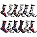 Falari Men Cotton Dress Socks, 12-pack Argyle Shaped, One Size