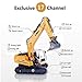 DOUBLE E 17 Channel Full Functional Remote Control Truck Metal Shovel RC Excavator with 2 Bonus Drill and Grasp