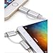 [4 Pack 1 FT] EReach 2-in-1 Lightning and Micro USB Cable, High Speed Sync and Charging Nylon Braided Cable Lightning USB Charging Cord for iPhone & Android Device (Silver)