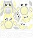 Yellow Owl Wall Decals/Owl Stickers/Owl Nursery Wall Decor (Grey and Yellow Owl Wall Decals)