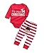 Xmas Newborn Baby Boy Girl 2PCS Christmas Deer Striped Jumpsuit Costume Outfits (0-3M, Red)
