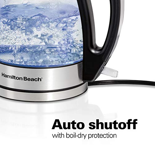 Hamilton Beach Glass Electric Tea Kettle, Water Boiler & Heater, 1 L