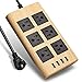 Power Strip Surge Protector, SUPERDANNY 10Ft Heavy Duty Extension Cord with 6 Outlets and 4 USB Ports(1875W/15A), Flat Plug, Universal Voltage 110-240V for Home Office Dorm, Light Wood Grain