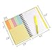 Coopay 4 Pieces Spiral Notebook Cover Paper Steno Pocket Notepad with Pen in Holder and Sticky Notes, Page Marker Index Tabs Flags, 4 Colors (Multiple Colors)