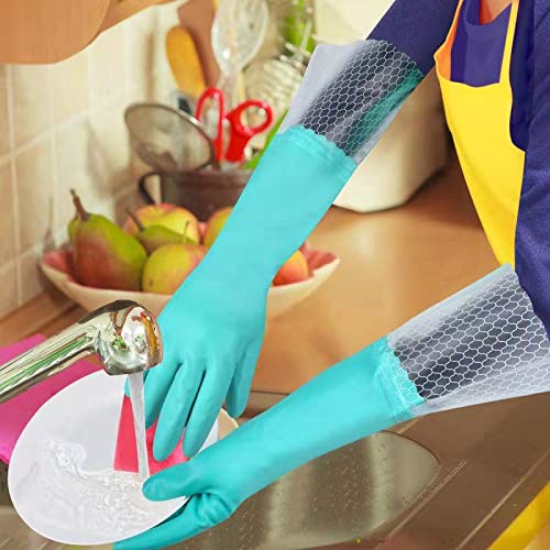 Reusable Long Dishwashing Cleaning Gloves with Latex Free, Long Cuff