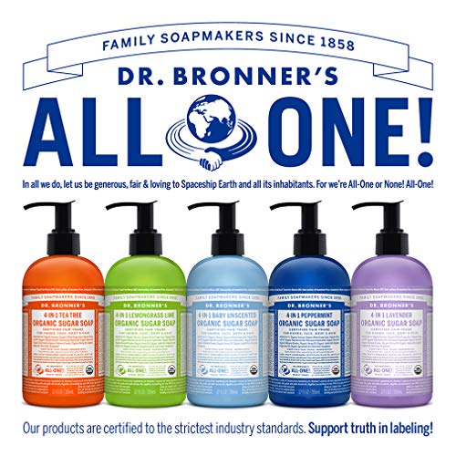 Dr. Bronner's Organic Sugar Soap (Peppermint, 12 oz) Made with