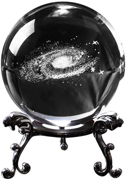 Galaxy Crystal Ball,Clear Crystal Ball 3D Galaxy Glass Ball Sphere with Base Kids Gifts,Teacher Gifts,Anniversary,Birthday Gift