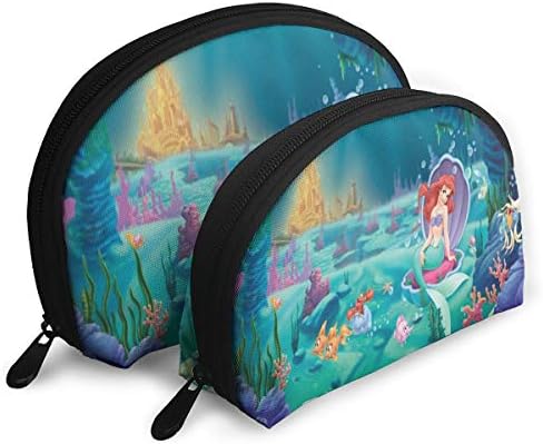 Princess Ariel Makeup Bag Travel Bags Small Shell Bag Portable Toiletry Clutch Pouch 2Pcs
