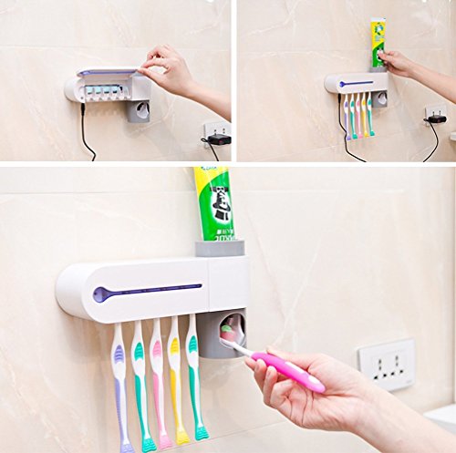 image for SEAGO Toothpaste Squeezer and Holder Set Toothpaste Dispenser UV Ultra