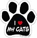 Imagine This Paw Car Magnet, I Love My Cats, 5-1/2-Inch by 5-1/2-Inch