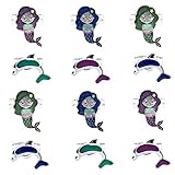 Dolphin and Mermaid Mood Rings for Little Girls and Women 12 PCs - Sea Birthday Party Supplies and Favors for Kids - Color Changing Mood Ring Set - Adjustable Ring Size - Fun Fashion Mood Jewelry