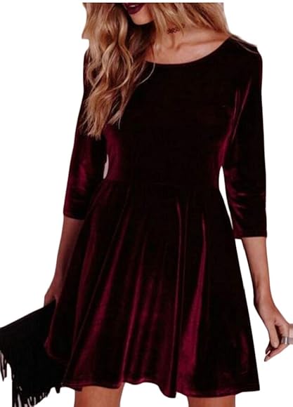 red long sleeve skater dress