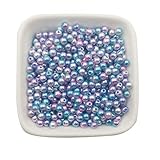 1700pcs 4mm Craft Supplies Multicolored Gradient Mermaid Blue Round Faux ABS Pearls Beads Smooth ABS Pearls Filler Beads Jewelry Making Rainbow Beads (4mm)