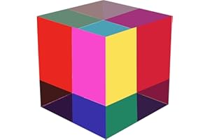 ZhuoChiMall CMY Color Cube, 3.93 inch (100mm) Mixing Color Cube, Colorful Acrylic Prism for Home or Office Desktop Decoration, Science Learning Physic Toys Educational Gifts for Kids…