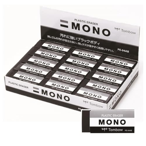 トンボ鉛筆 MONO 消しゴム ブラック PE04 小学生から（低学年にもピッタリのスタンダードサイズ） 30個 PE-04AB-30P