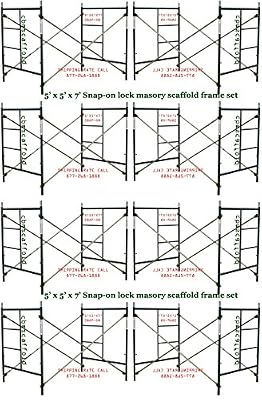 8 Set New Snap-On Lock 5' X 5' X 7' Masonry Scaffolding Frame Sets CBMSCAFFOLD