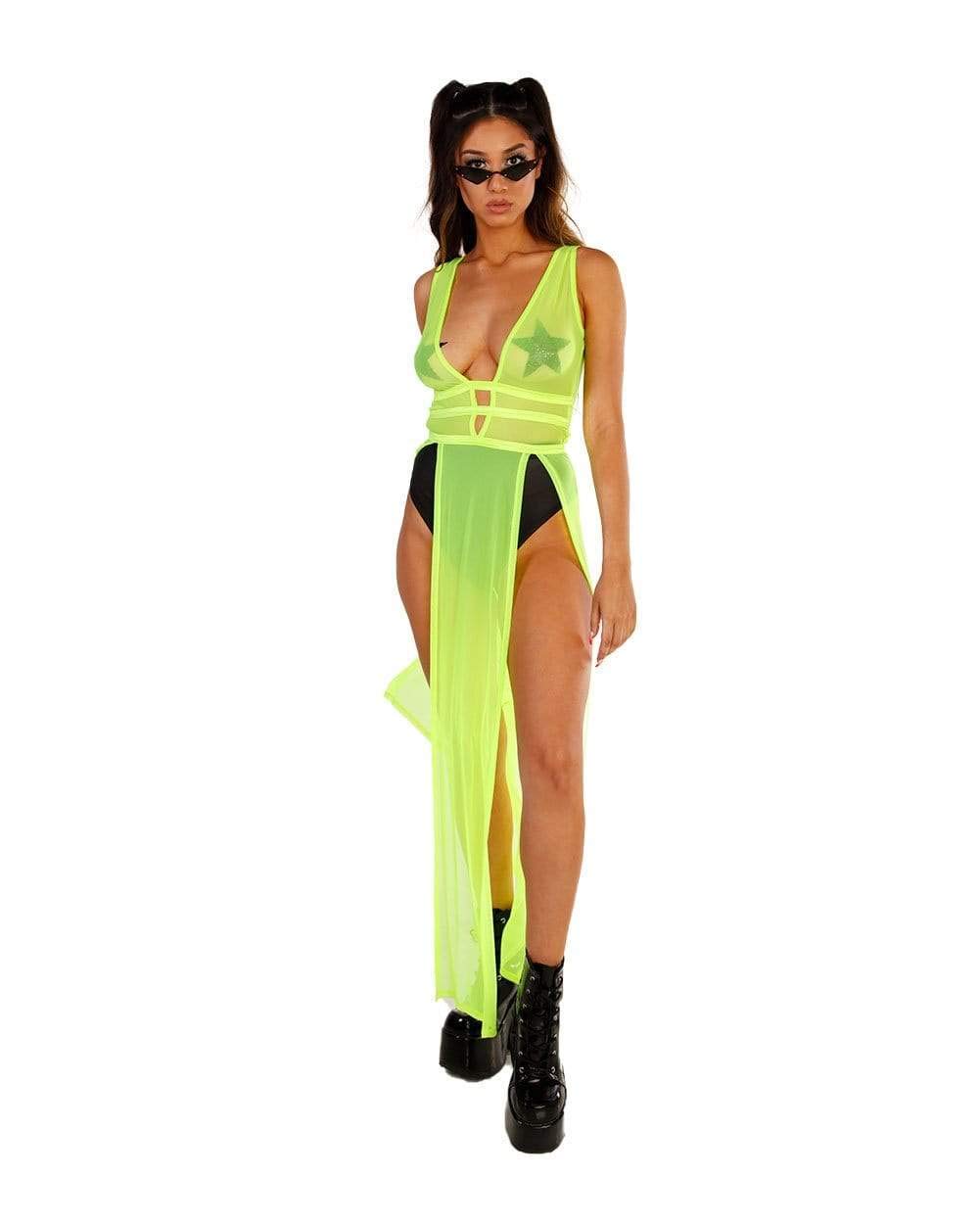 faux leather fringe dress Mazzie Gold by Meghan Noland Boho Sheer Maxi Dress Top main image 0