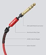 JSAUX 3M 10ft Guitar Cable 1/4 to 1/4 TRS Stereo Nylon Braided Red view 5