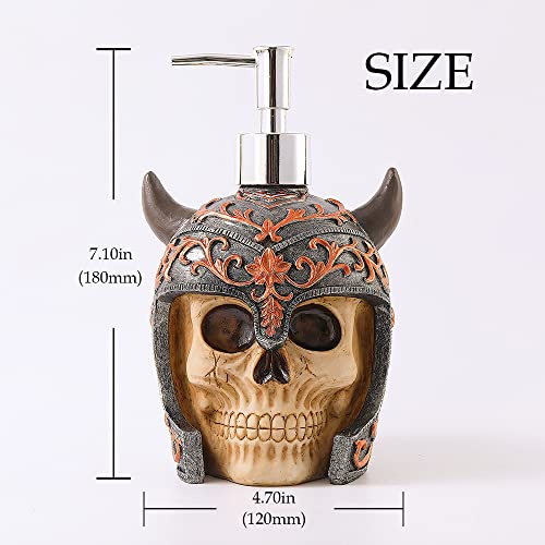 Resin Viking Skull Hand Soap Dispenser 10Oz Shower Shampoo Refillable