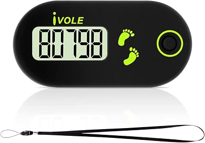 Flintronic Mini 3D Walking Pedometer with Clip Lanyard Black
