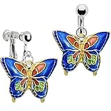 Body Candy Handcrafted Blue Butterfly Clip On Dangle Earrings
